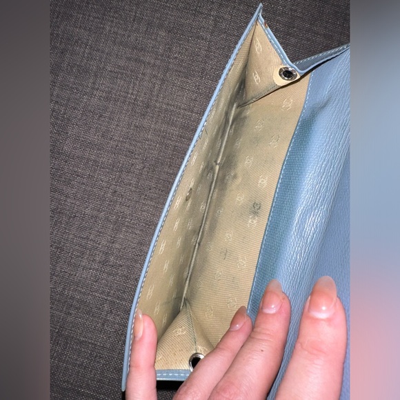 Chanel CC button long flap wallet with chain in blue grey - Picture 4 of 10